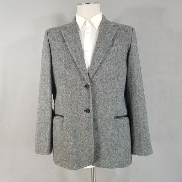 Pendleton Suit womens 18 Gray Herringbone Jacket Pants Luxury Wool vintage - Picture 2 of 16